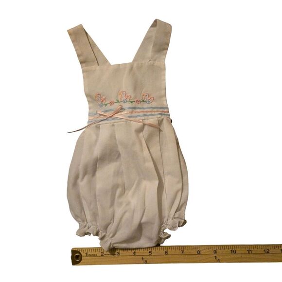 Vintage Cherubs One Piece 6 Months Pink Ducks Floral Easter Spring Embroidered - Picture 4 of 7